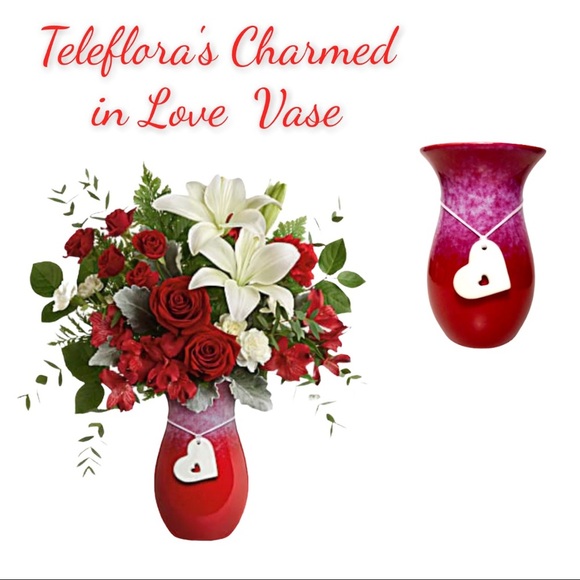 Teleflora's Charmed in Love Red & White Ombré Vase - Picture 1 of 14